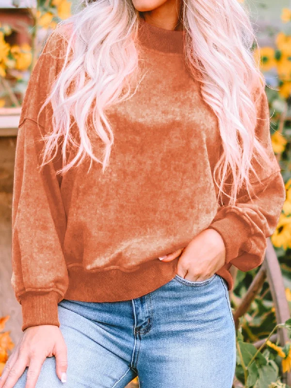 Relaxed Fit Solid Color Pullover