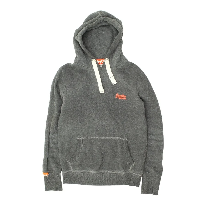 Superdry Mens Grey Pullover Spell Out Logo Hoodie | Vintage Designer Hoody VTG