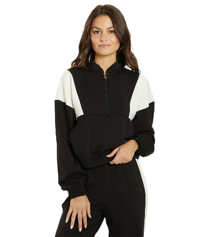 Thrive Societe Blocked Half Zip Pullover Black