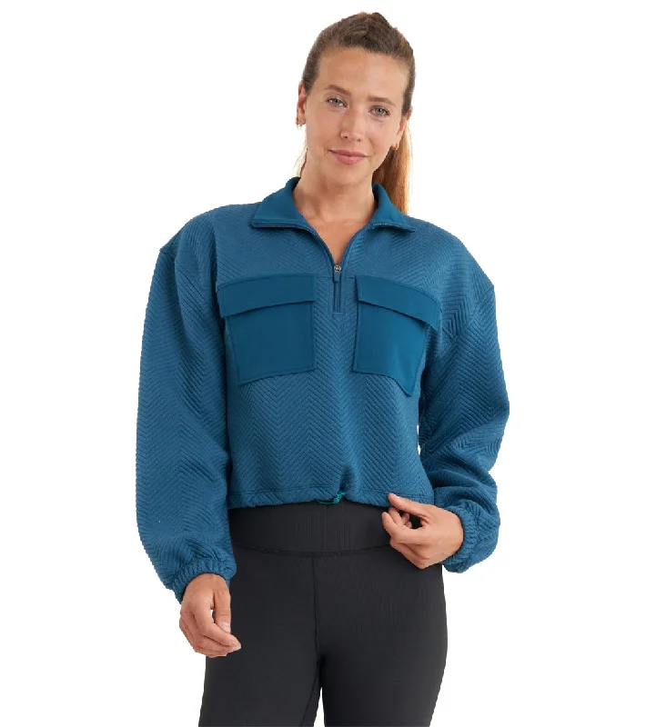 Thrive Societe Patch Pocket Pullover Blue Coral