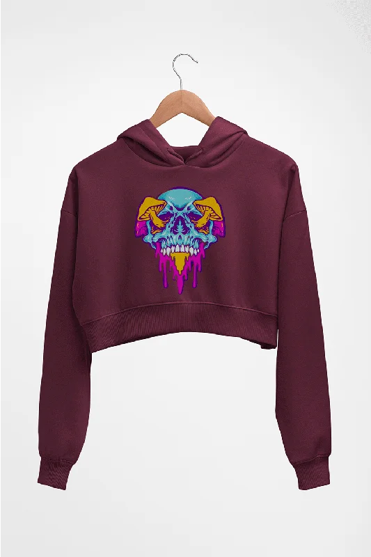 Trippy Psychedelic Skull Crop HOODIE FOR WOMEN