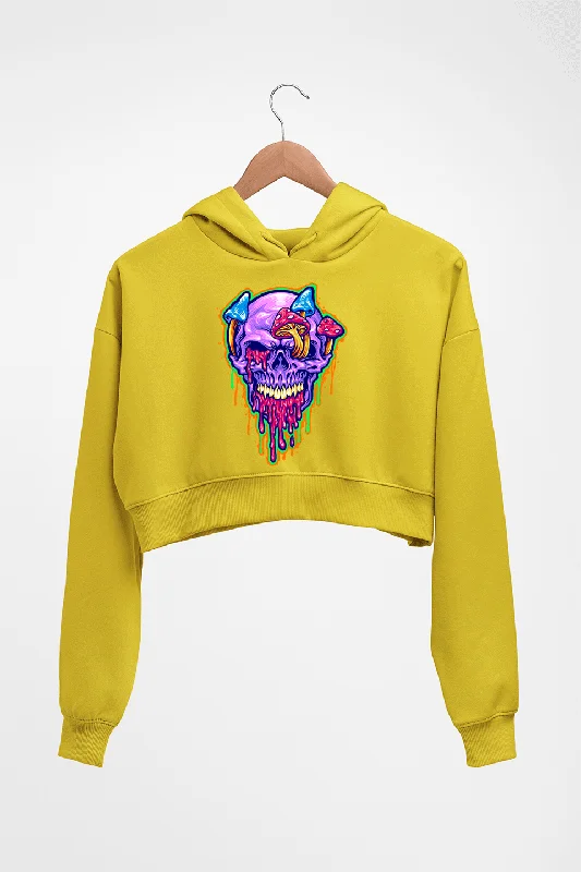 Trippy Psychedelic Skull Crop HOODIE FOR WOMEN