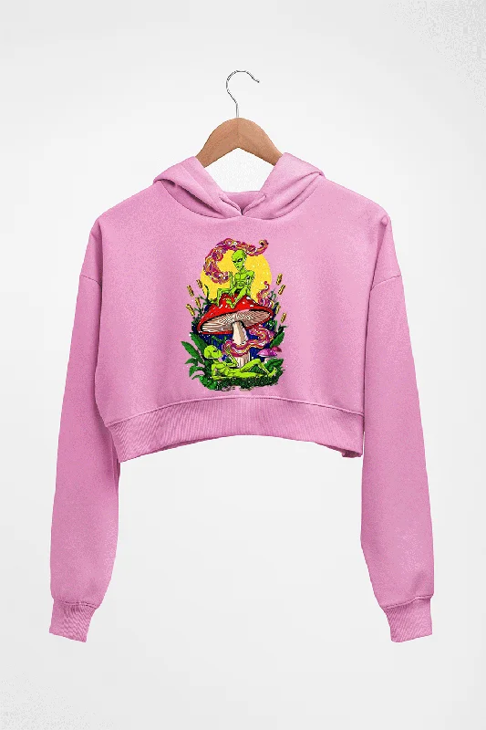 Trippy Psychedelic Weed Stoned Crop HOODIE FOR WOMEN