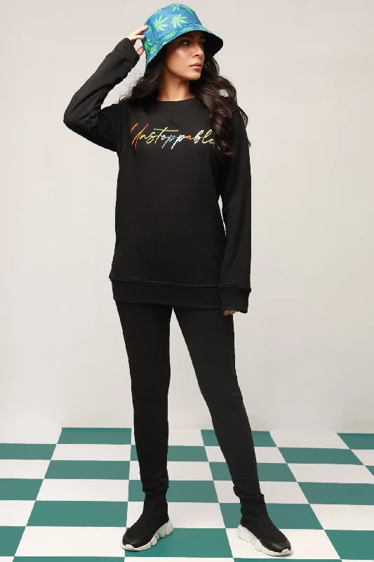 Unstoppable Embroidered Black Sweatshirt - W22 - USW009R