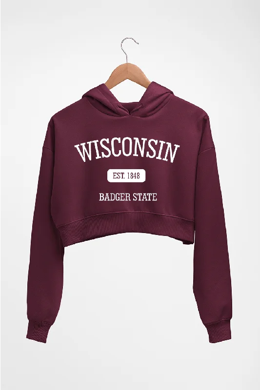 Varsity Wisconsin Crop HOODIE FOR WOMEN