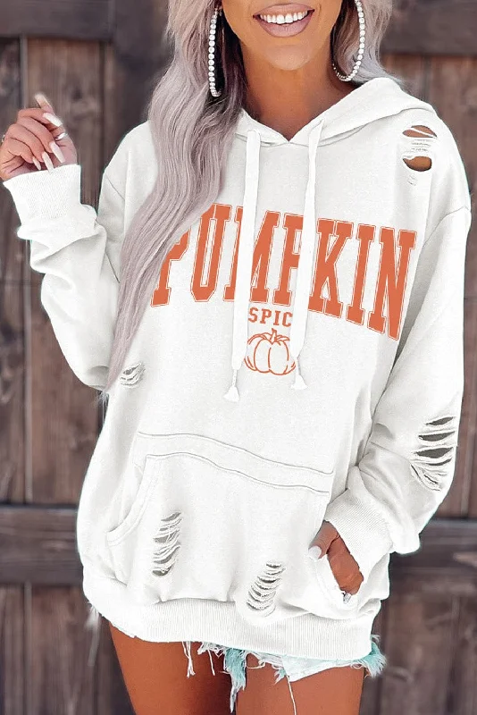 Cozy White Pumpkin Spice Pullover Hoodie