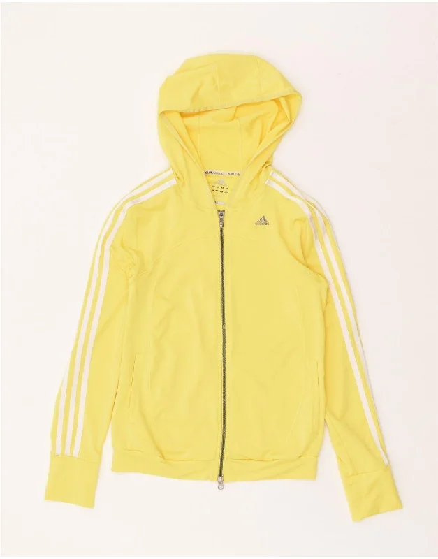 ADIDAS Womens Climacool Zip Hoodie Sweater UK 4/6 XS Yellow Polyester