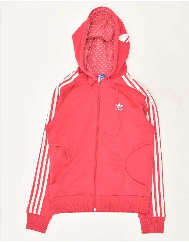 ADIDAS Womens Graphic Zip Hoodie Sweater UK 10 Small Pink Polyester