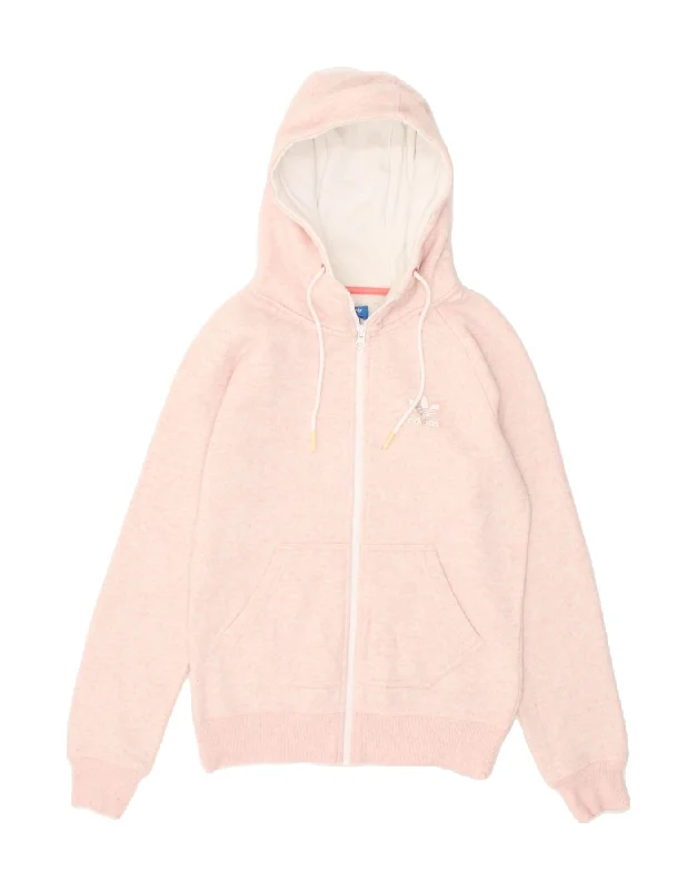 ADIDAS Womens Zip Hoodie Sweater UK 10 Small Pink Cotton