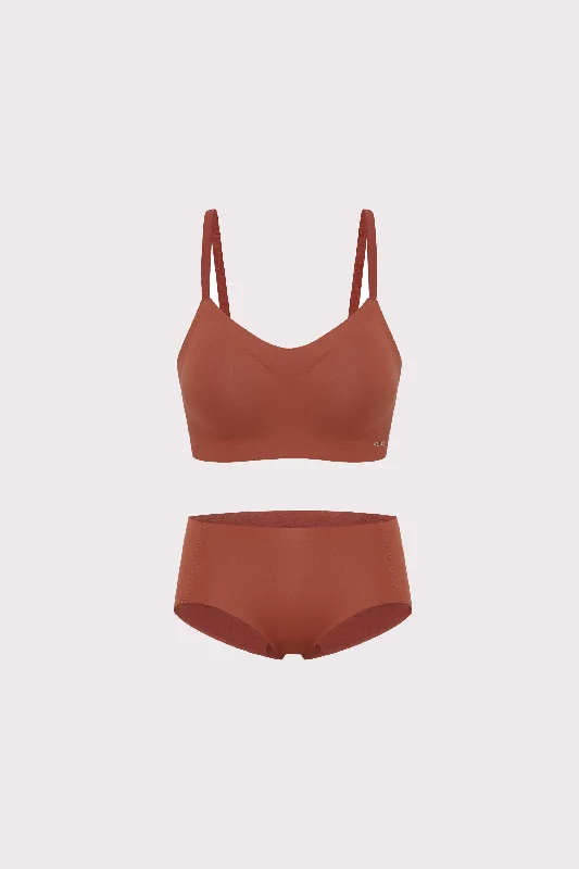 Cotton Barely Zero Spaghetti Strap Bra + Brief Set