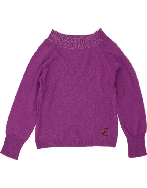 CERRUTI 1881 Womens Boat Neck Jumper Sweater UK 10 Small Purple Wool