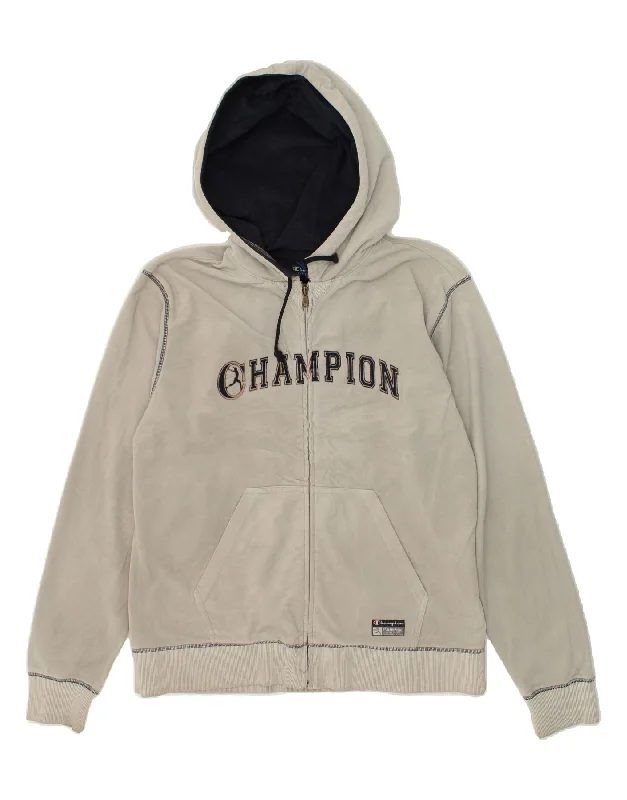 CHAMPION Womens Graphic Zip Hoodie Sweater UK 18 XL Grey Polyester