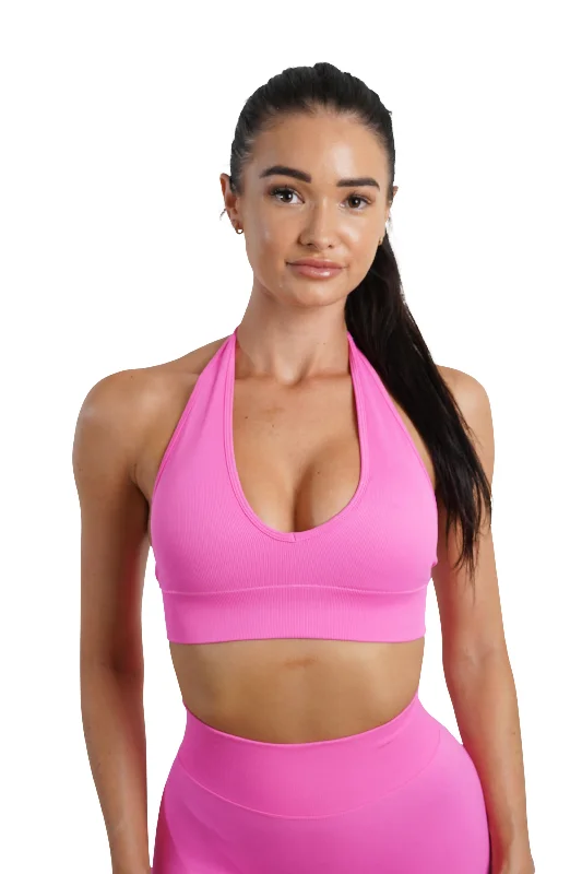 CORE HALTER BRA - NEON PINK