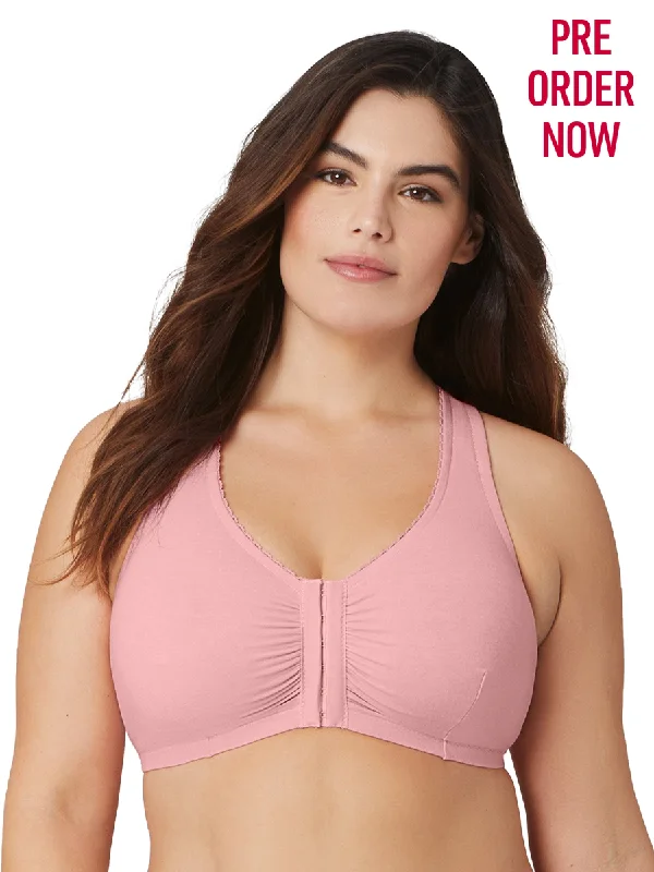 Glamorise Bra 1908 - Off Duty Front Close T-Back Comfort Bra - Pink