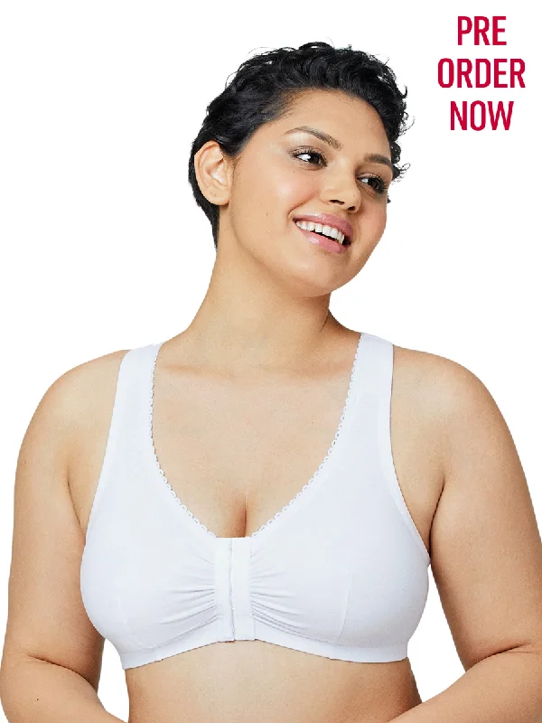 Glamorise Bra 1908 - Off Duty Front Close T-Back Comfort Bra - White