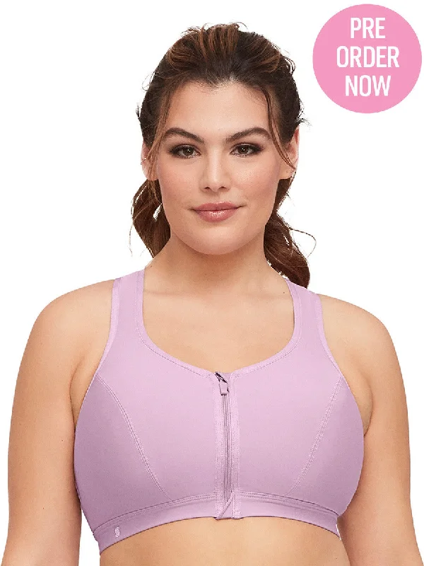 Glamorise Bra 9266 - Zip Up Front-Closure Sports Bra - Lavender