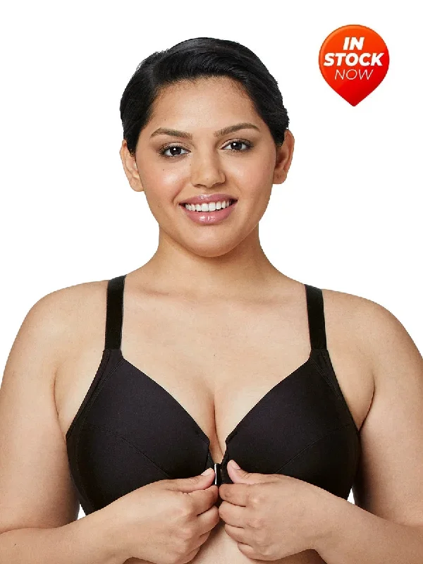 In Stock 1247 - Front Close Smoothing Underwire Bra - Black