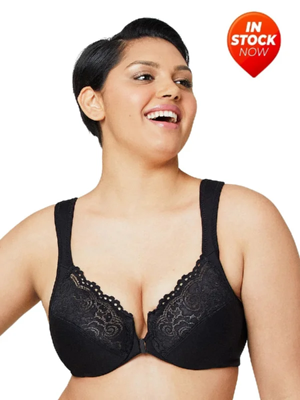 In Stock 1245 - Wonderwire Front Close Bra - Black