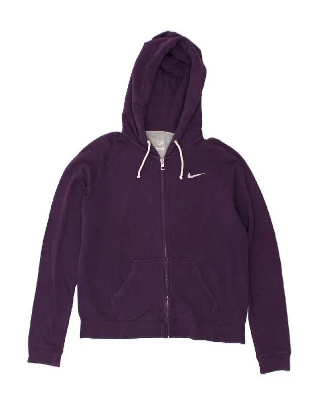 NIKE Womens Zip Hoodie Sweater UK 16 Large Purple