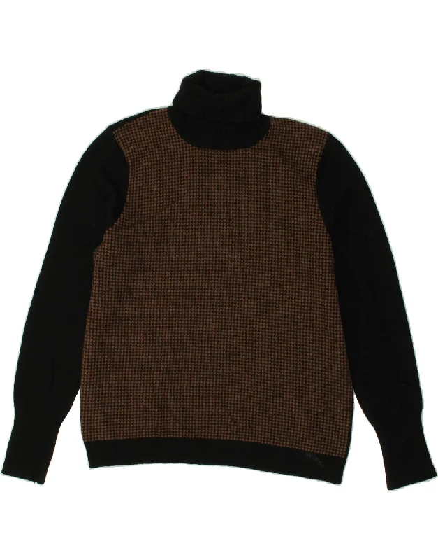 PETER HAHN Womens Roll Neck Jumper Sweater UK 20 2XL Brown Houndstooth