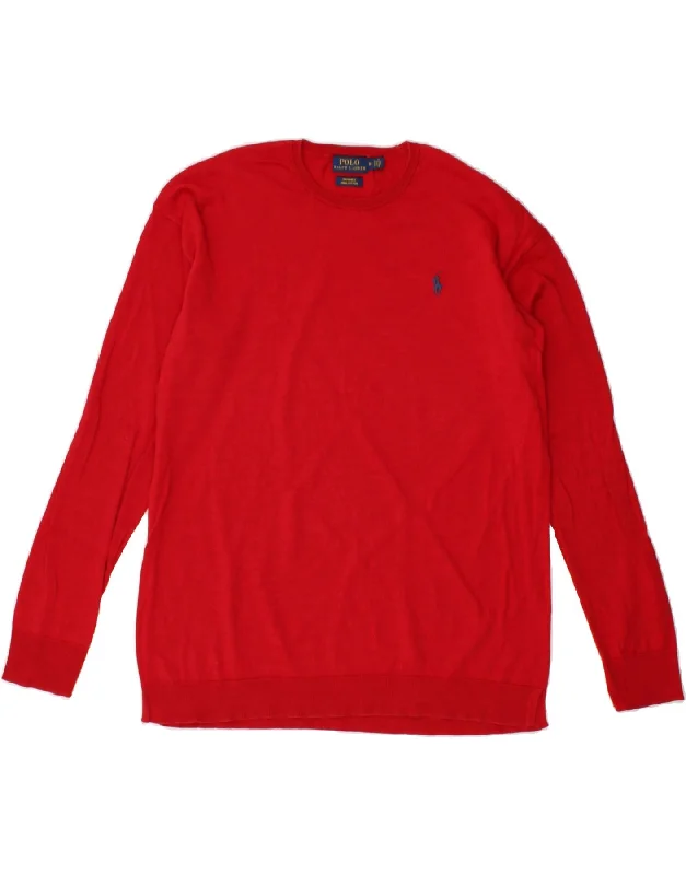 POLO RALPH LAUREN Womens Crew Neck Jumper Sweater UK 14 Medium Red