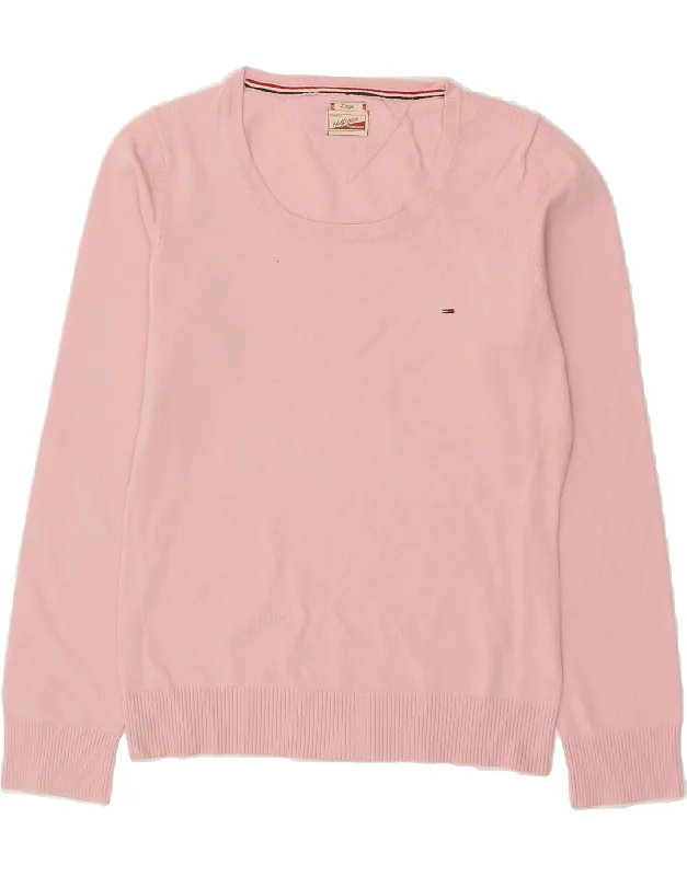 TOMMY HILFIGER Womens Boat Neck Jumper Sweater UK 14 Large Pink