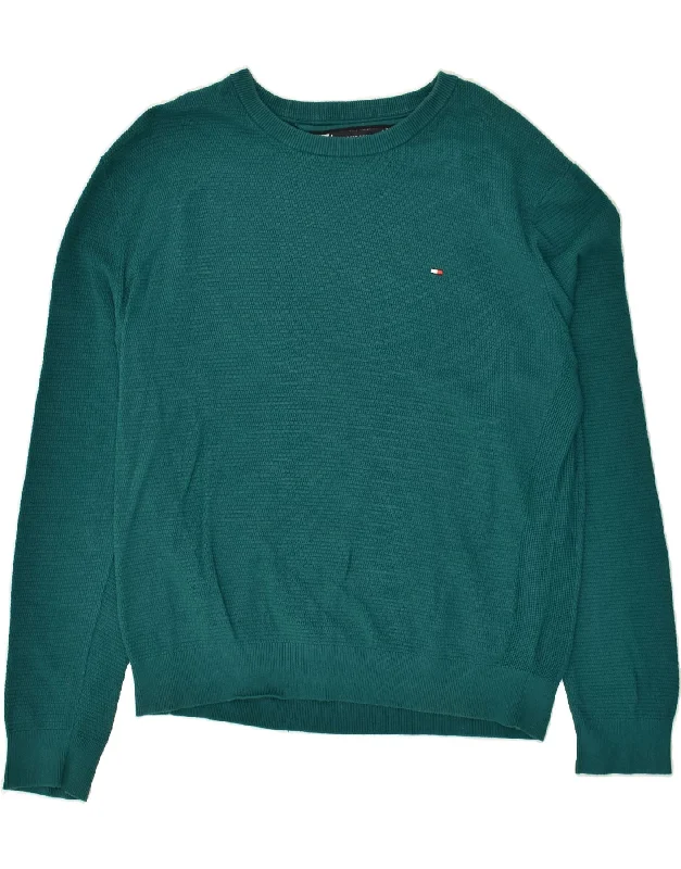 TOMMY HILFIGER Womens Crew Neck Jumper Sweater UK 20 2XL Green Cotton