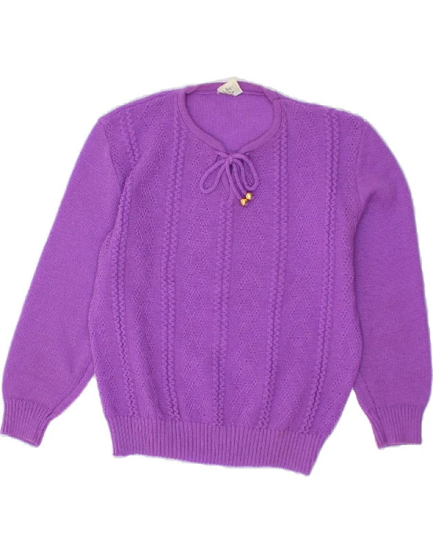 VINTAGE Womens Boat Neck Jumper Sweater IT 42/44 Medium Purple Polyacrylic