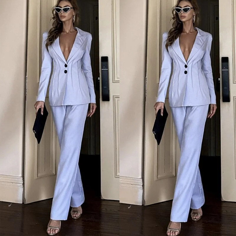 Trouser Suits For Wedding Guests Wear Women Business Formal Work Tuxedos 2 Piece Sets Office Uniform