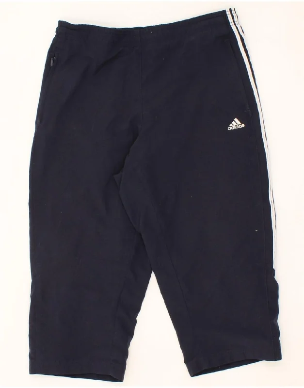 ADIDAS Womens Capri Tracksuit Trousers UK 16 Large Navy Blue Polyester