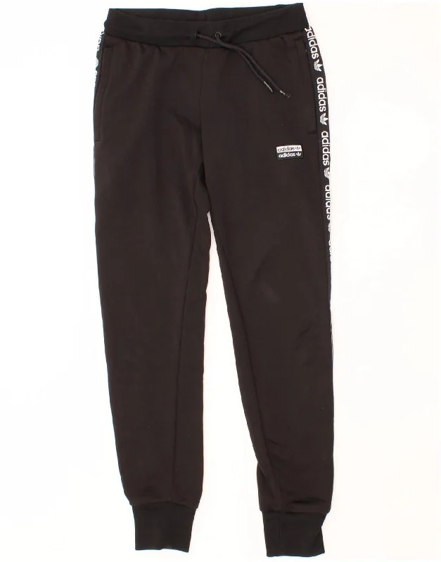 ADIDAS Womens Graphic Tracksuit Trousers Joggers UK 14 Medium Black