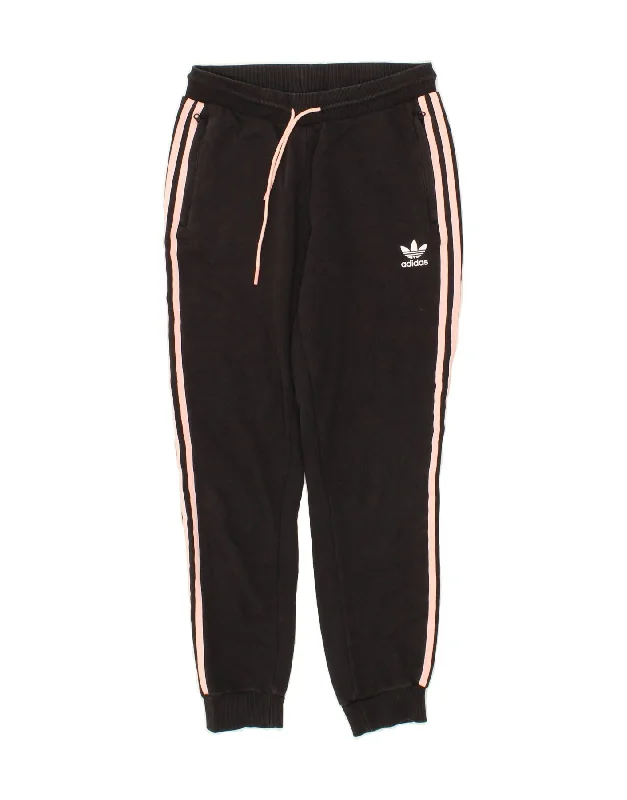 ADIDAS Womens Tracksuit Trousers Joggers UK 10 Small  Black Cotton