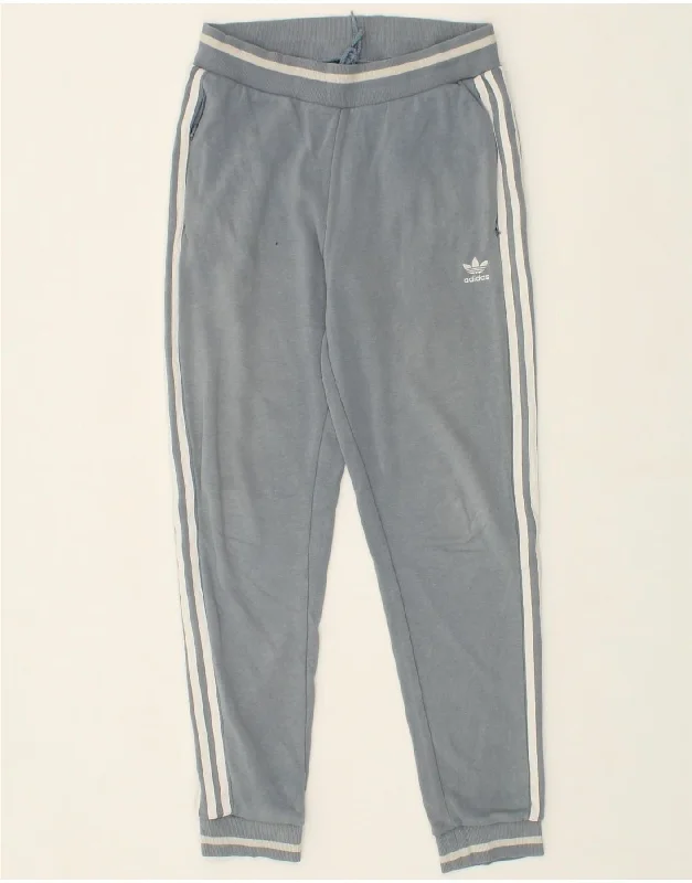 ADIDAS Womens Tracksuit Trousers Joggers UK 12 Medium  Blue Cotton