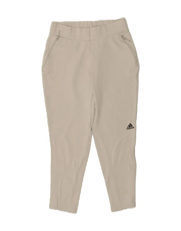 ADIDAS Womens Tracksuit Trousers UK 12/14 Medium Beige Cotton