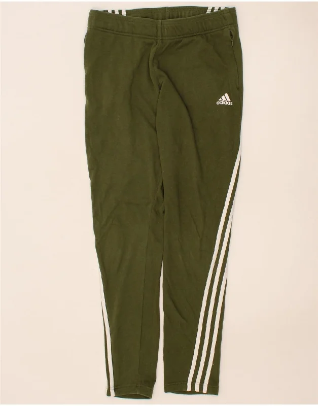 ADIDAS Womens Tracksuit Trousers UK 12/14 Medium Green Cotton