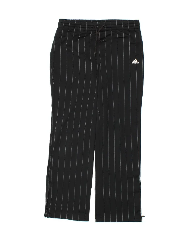 ADIDAS Womens Tracksuit Trousers UK 12 Medium Black Striped Polyester