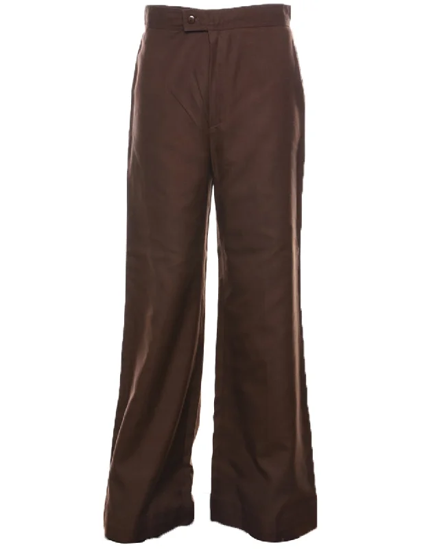 Brown High Waist 1970s Trousers - W28 L30