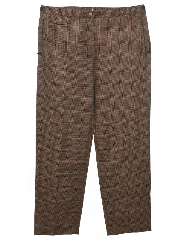 Brown & Orange Tapered Dogtooth Trousers - W36 L31