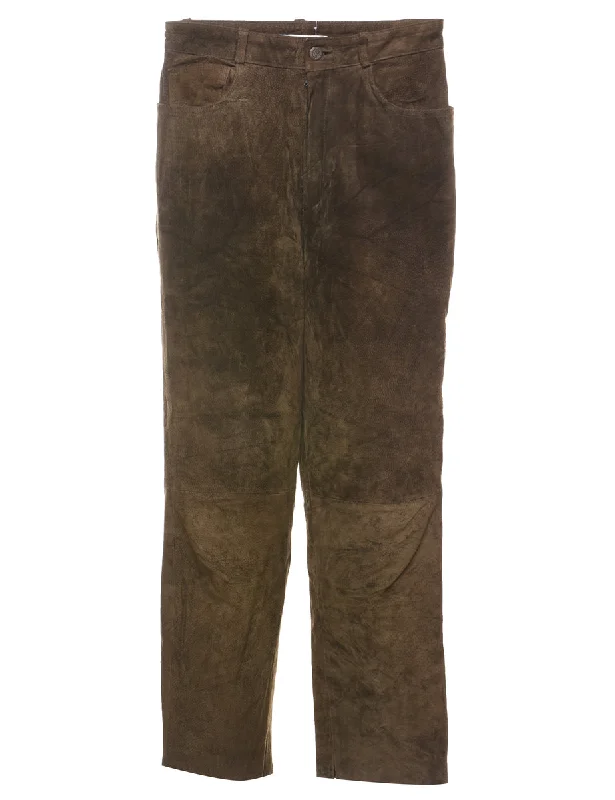 Brown Suede Trousers - W28 L30