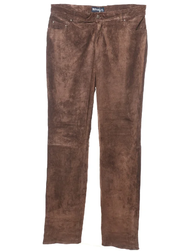 Brown Suede Trousers - W35 L32