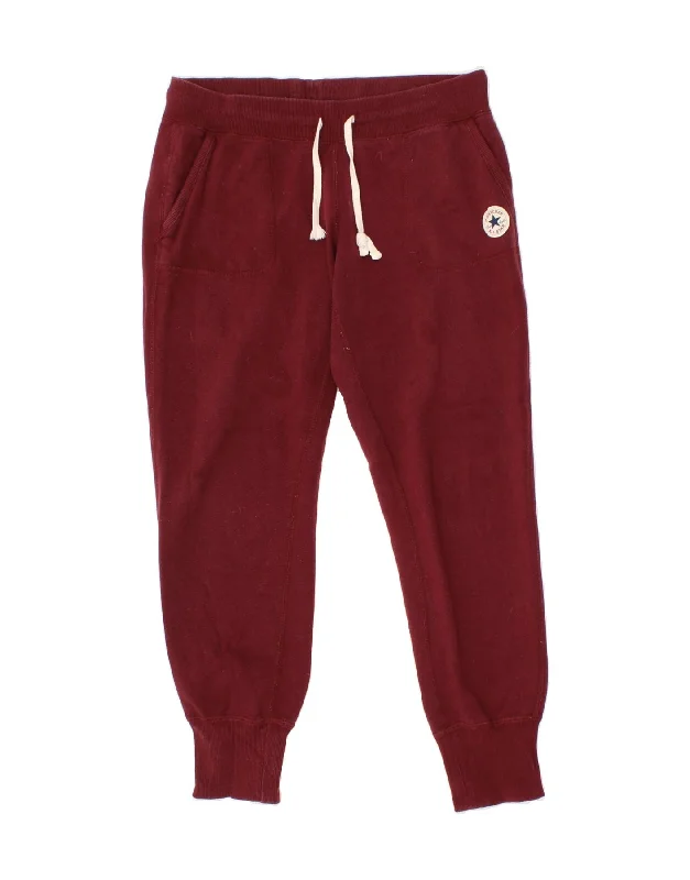 CONVERSE Womens Tracksuit Trousers Joggers UK 14 Medium  Burgundy Cotton