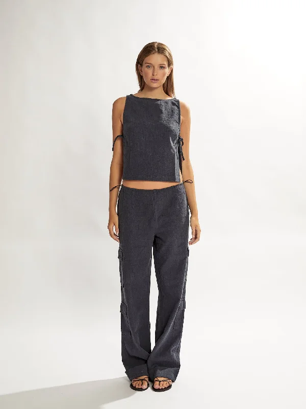 Evie Trousers Navy Cropped