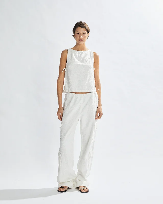 Evie Trousers Off White Cropped