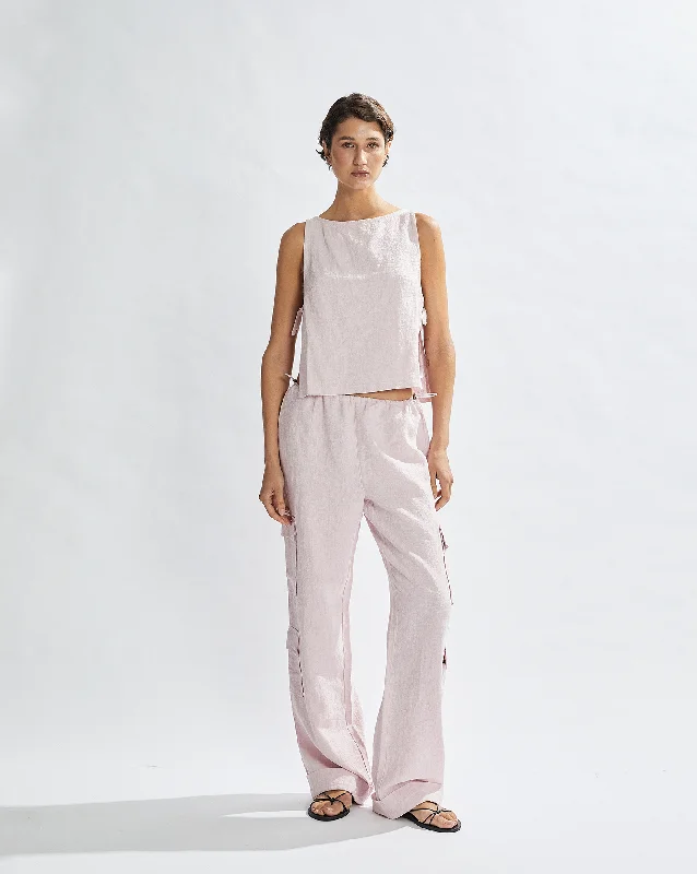 Evie Trousers Pale Pink Cropped