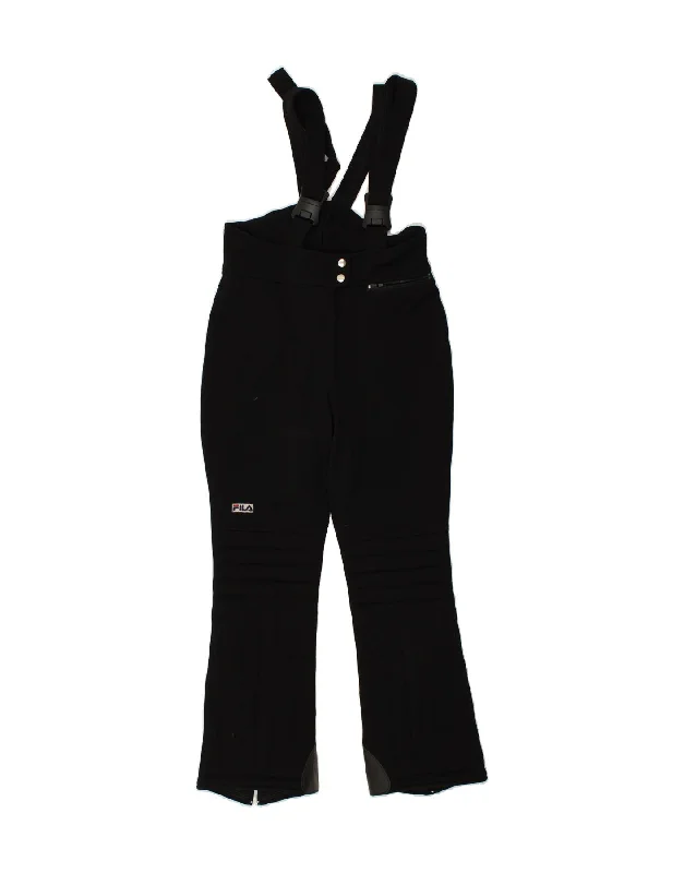 FILA Womens Dungarees Ski Trousers US 10 Large W30 L27 Black Polyamide