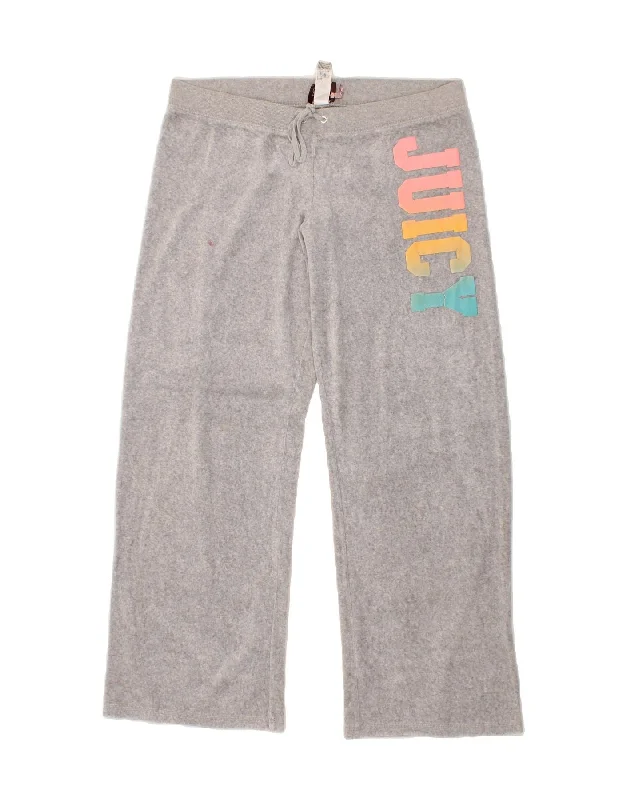 JUICY COUTURE Womens Graphic Tracksuit Trousers UK 18 XL  Grey Cotton