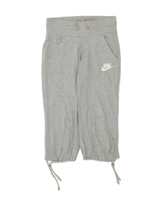 NIKE Womens Capri Tracksuit Trousers Joggers UK 8/10 Small  Grey Cotton