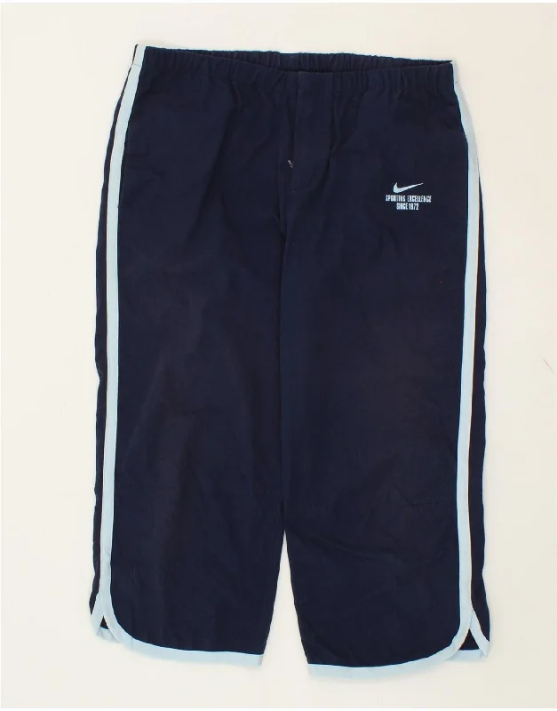 NIKE Womens Capri Tracksuit Trousers UK 8/10 Small  Navy Blue Polyester