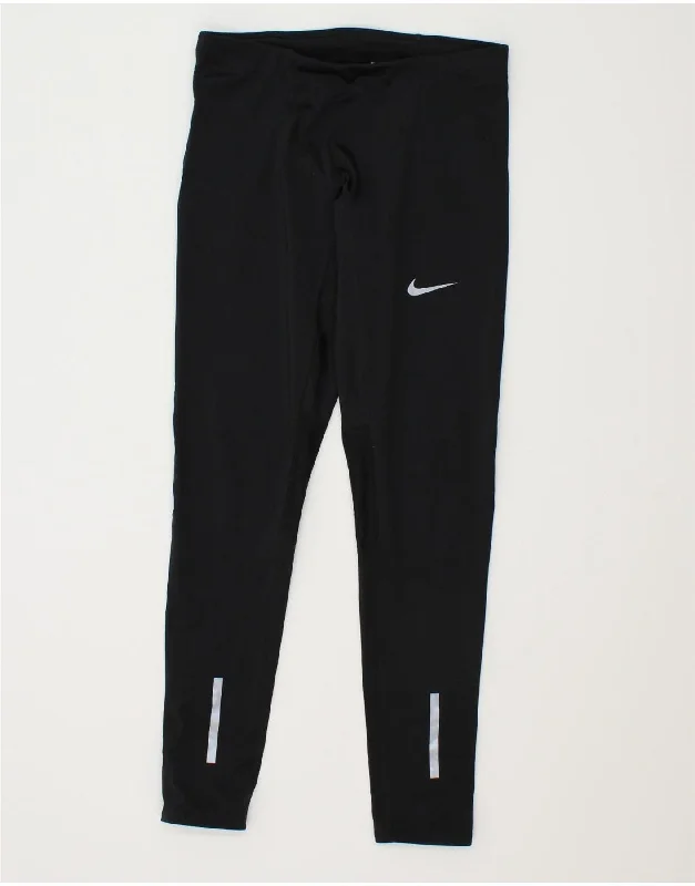 NIKE Womens Dri Fit Tracksuit Trousers UK 14 Medium  Black Polyester