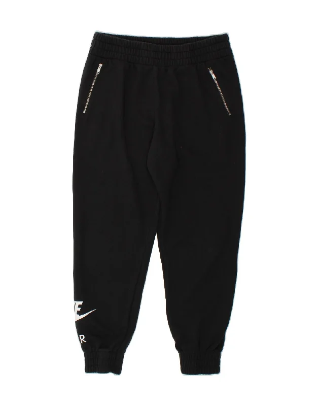 NIKE Womens Graphic Tracksuit Trousers Joggers UK 14 Large  Black Cotton